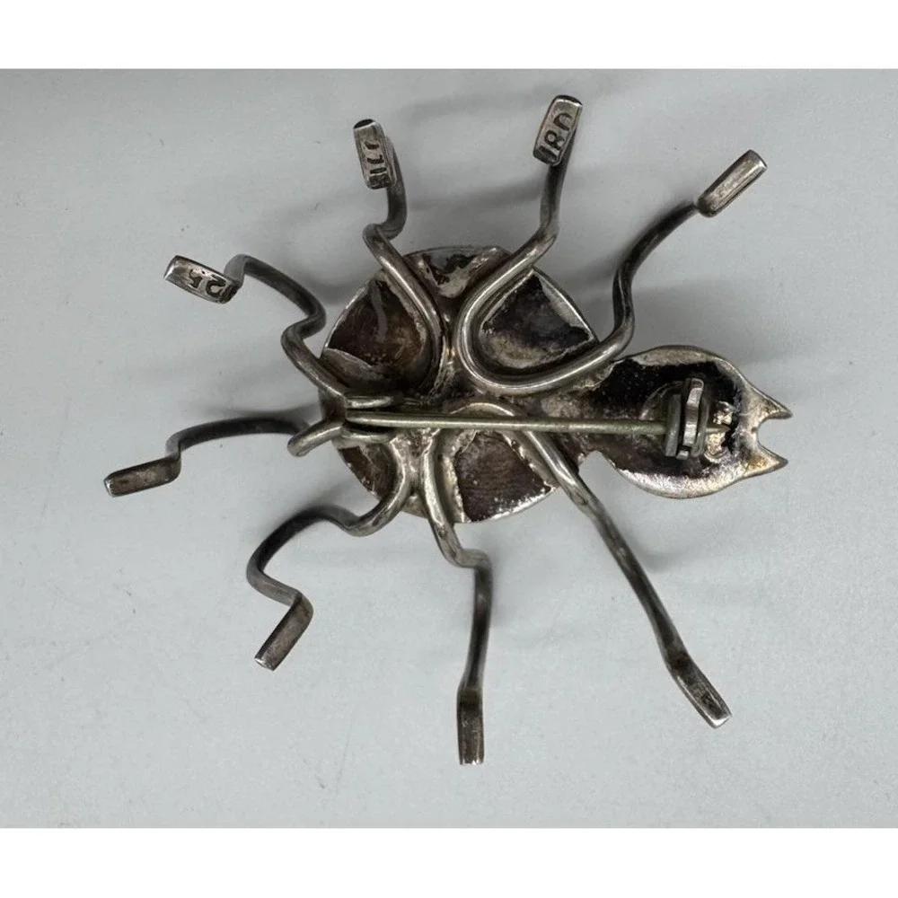 Vintage Sterling Silver Spider Brooch 925‎ Taxco Style Insect Pin Gothic Jewelry - Picture 4 of 7